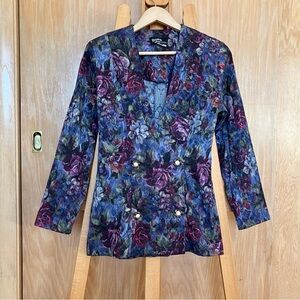 Dawn Joy Fashions floral blazer with intricate buttons!